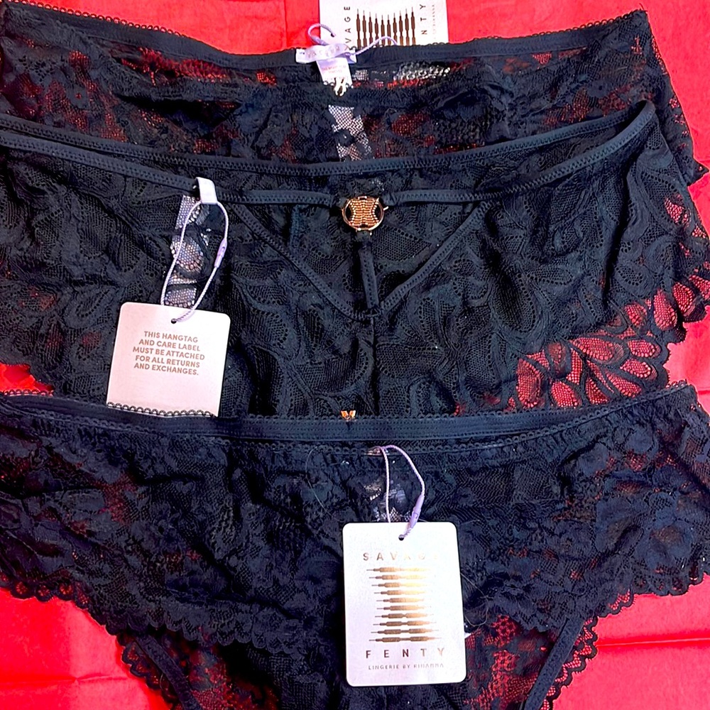 SavageXFenty 3 Pairs 1x NWT Black Lace